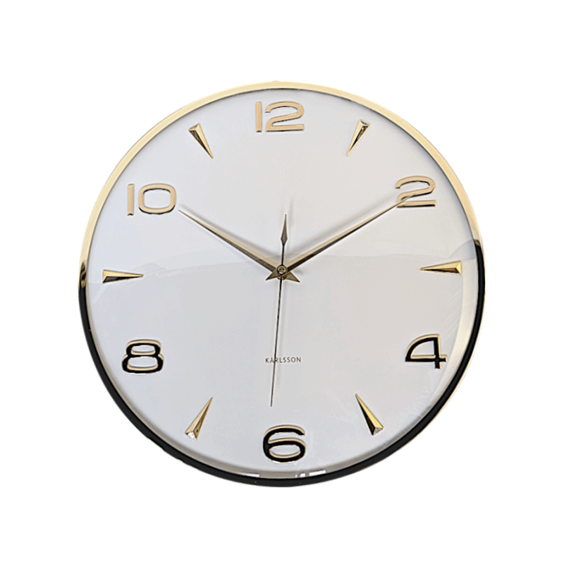 Horloge murale métal doré cadran blanc D40,5 cm