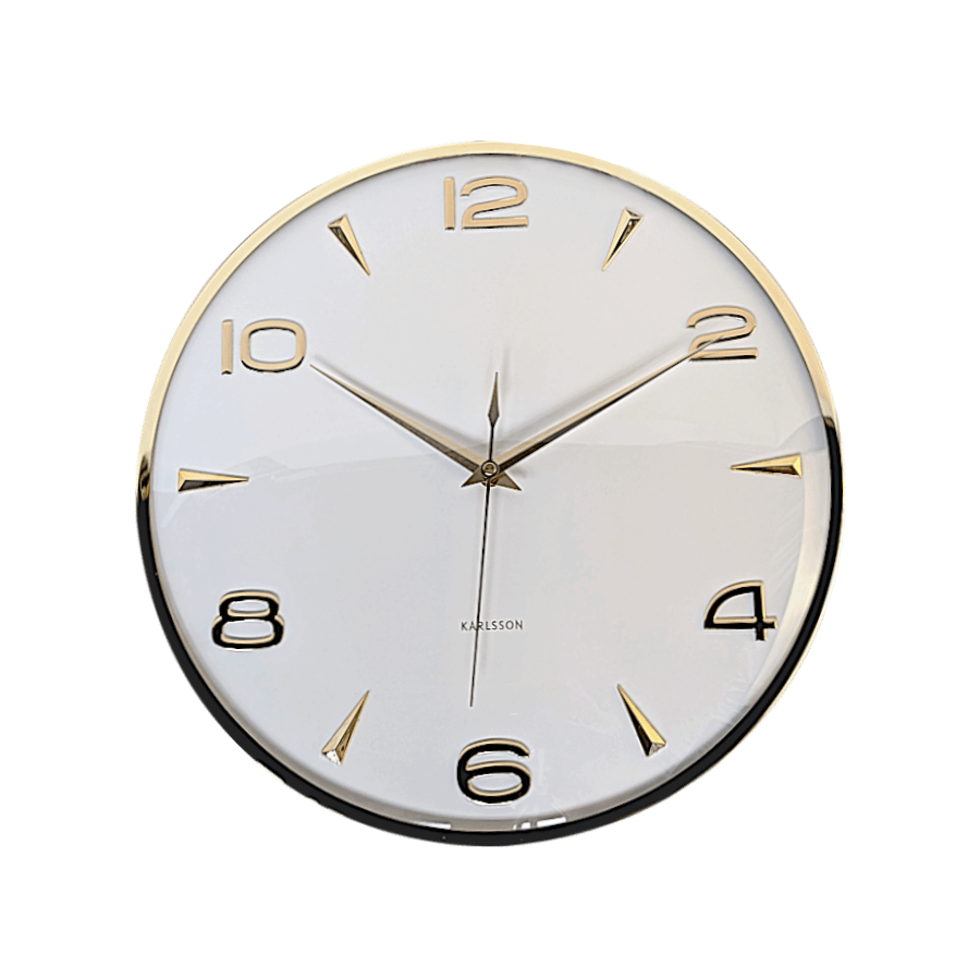 Horloge murale métal doré cadran blanc D40,5 cm