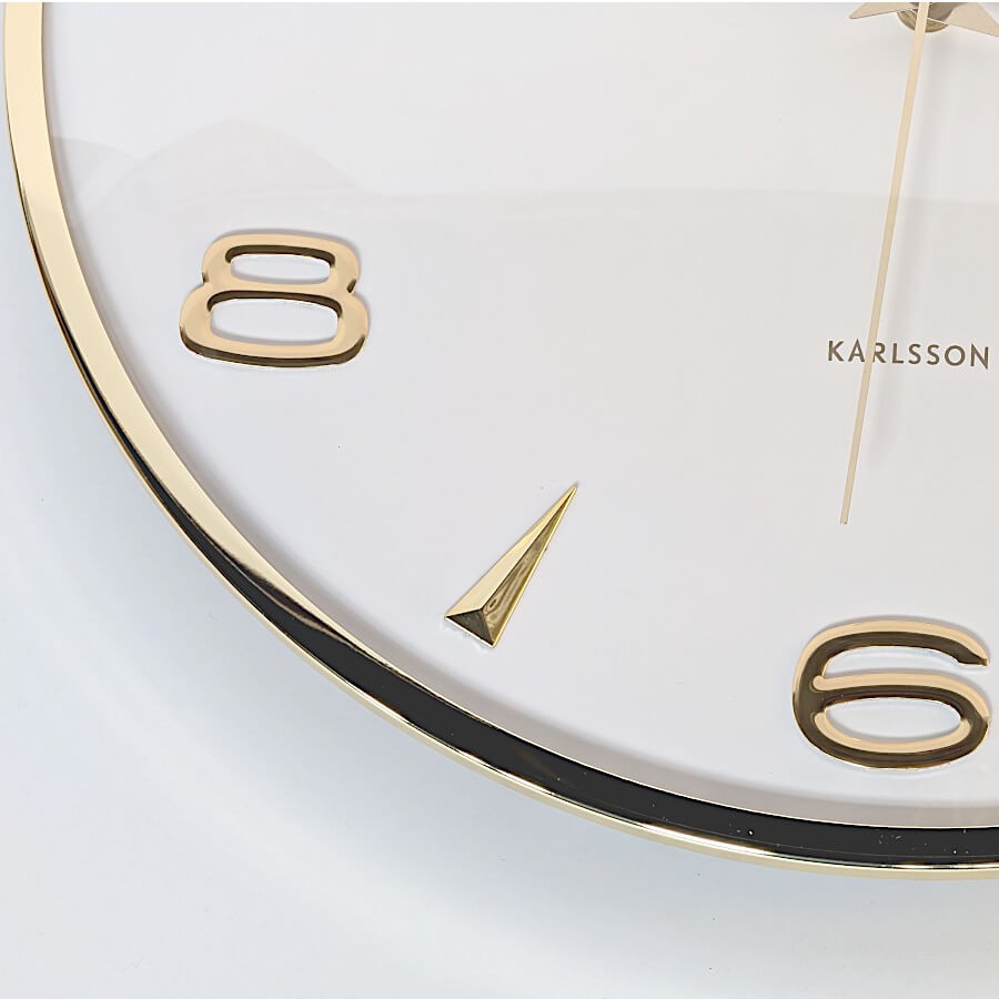 Horloge murale métal doré cadran blanc D40,5 cm