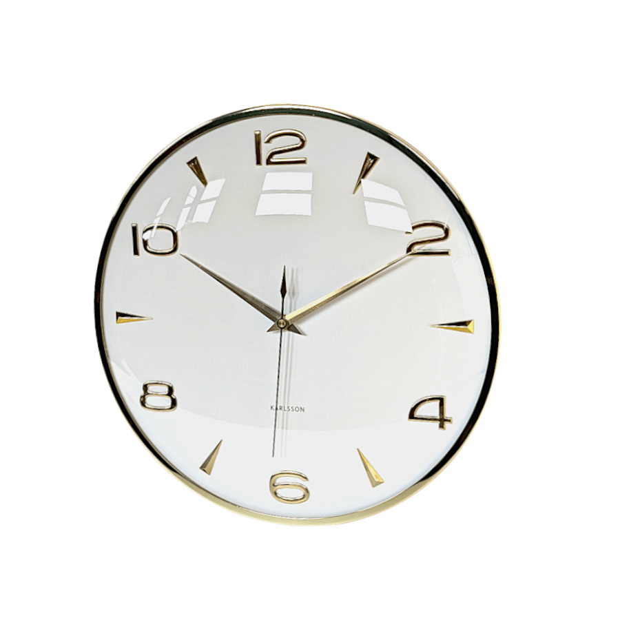 Horloge murale métal doré cadran blanc D40,5 cm