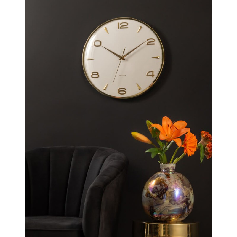 Horloge murale métal doré cadran blanc D40,5 cm