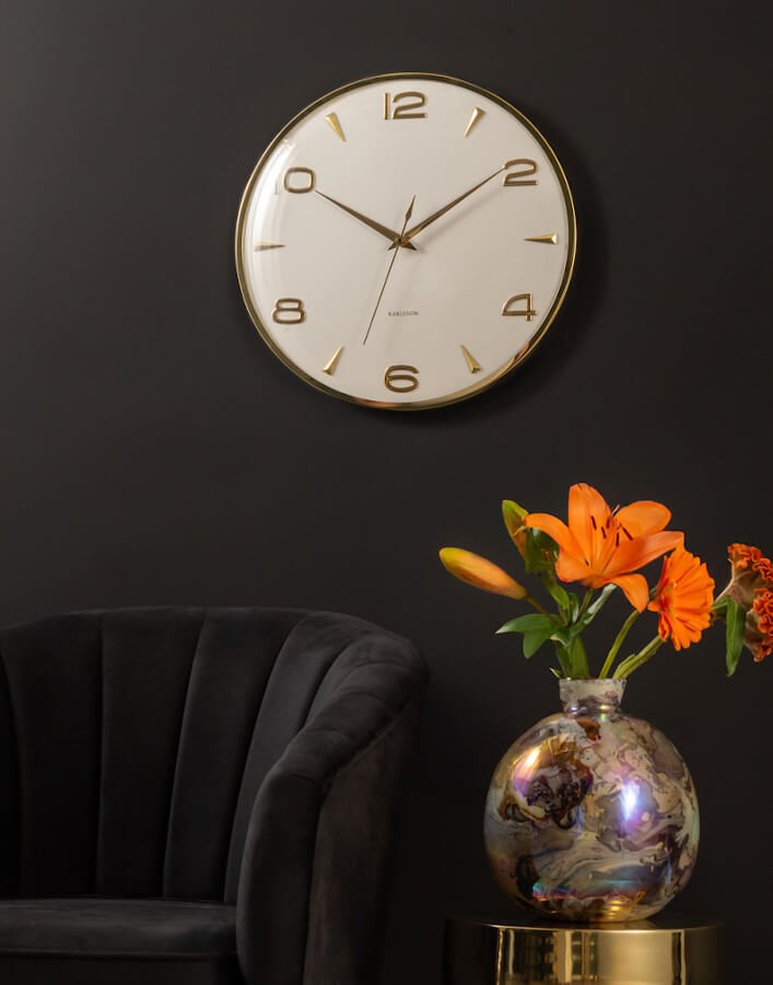 Horloge murale métal doré cadran blanc D40,5 cm