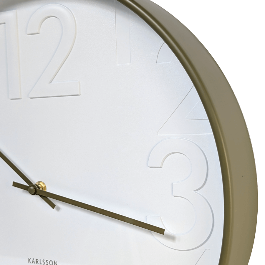 Horloge murale blanche et vert olive D40 cm