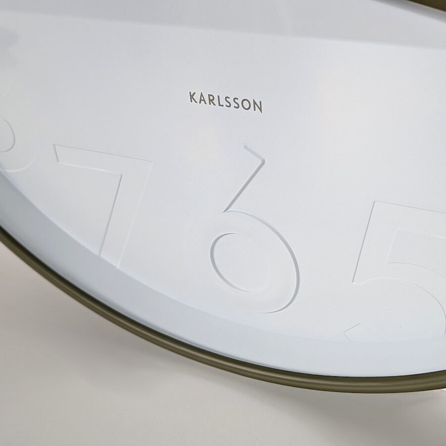 Horloge murale blanche et vert olive D40 cm