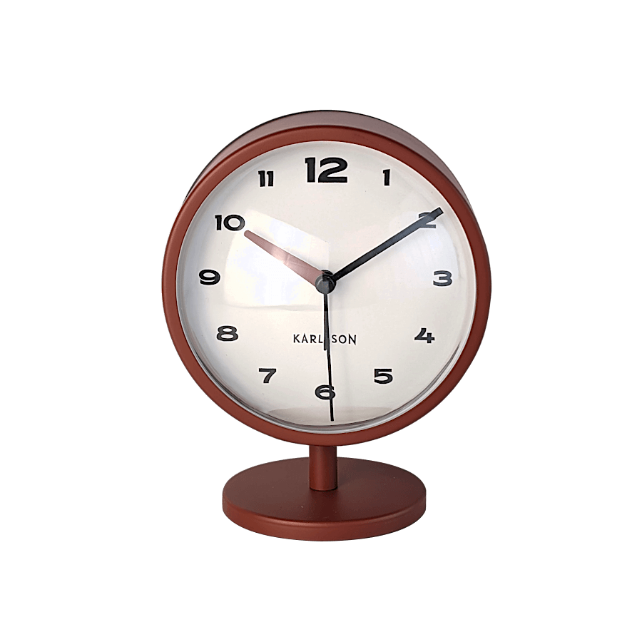 Réveil-matin métal rouge ocre H14 cm