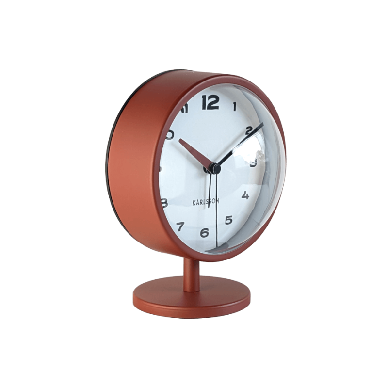 Réveil-matin métal rouge ocre H14 cm