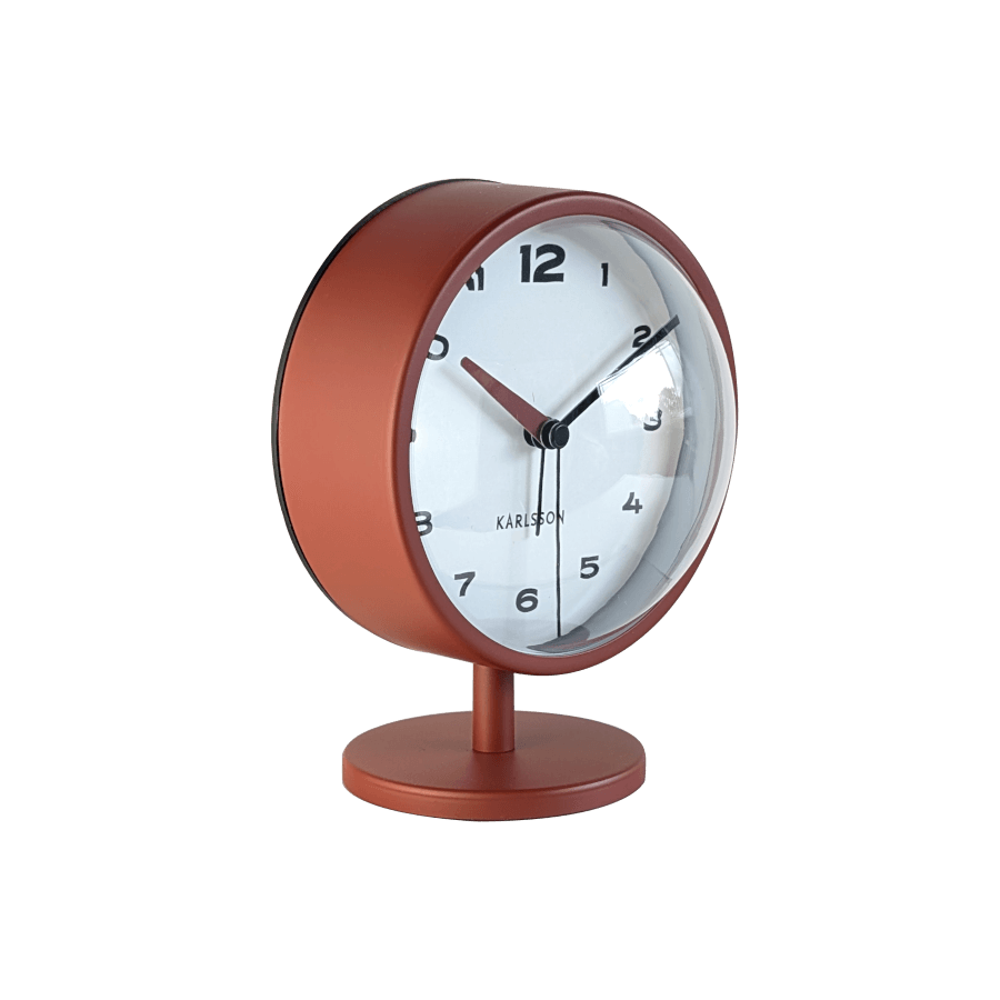 Réveil-matin métal rouge ocre H14 cm