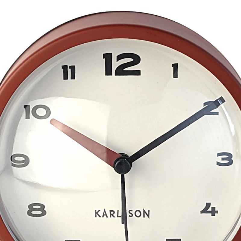 Réveil-matin métal rouge ocre H14 cm