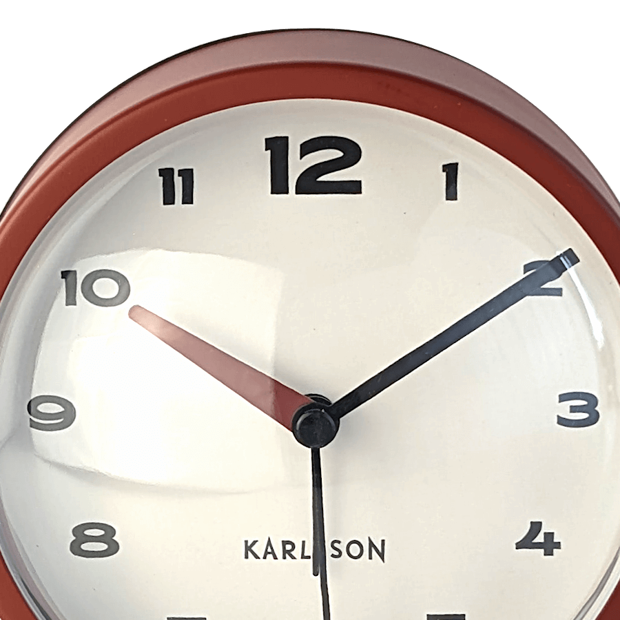 Réveil-matin métal rouge ocre H14 cm