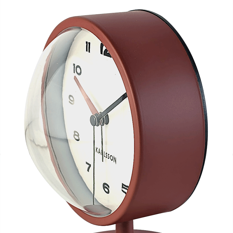 Réveil-matin métal rouge ocre H14 cm