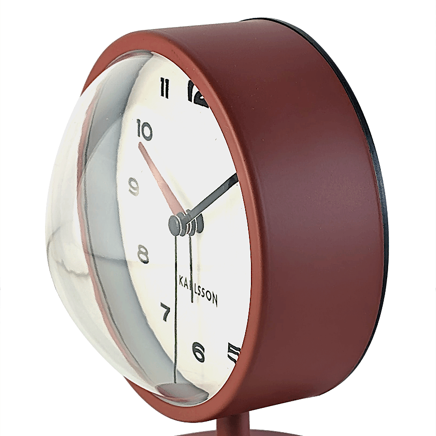 Réveil-matin métal rouge ocre H14 cm