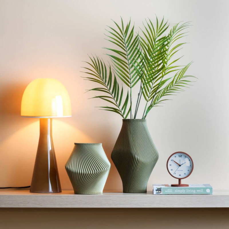 Réveil-matin métal rouge ocre H14 cm