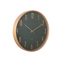 Horloge murale cadran vert forêt et bois naturel D40 cm