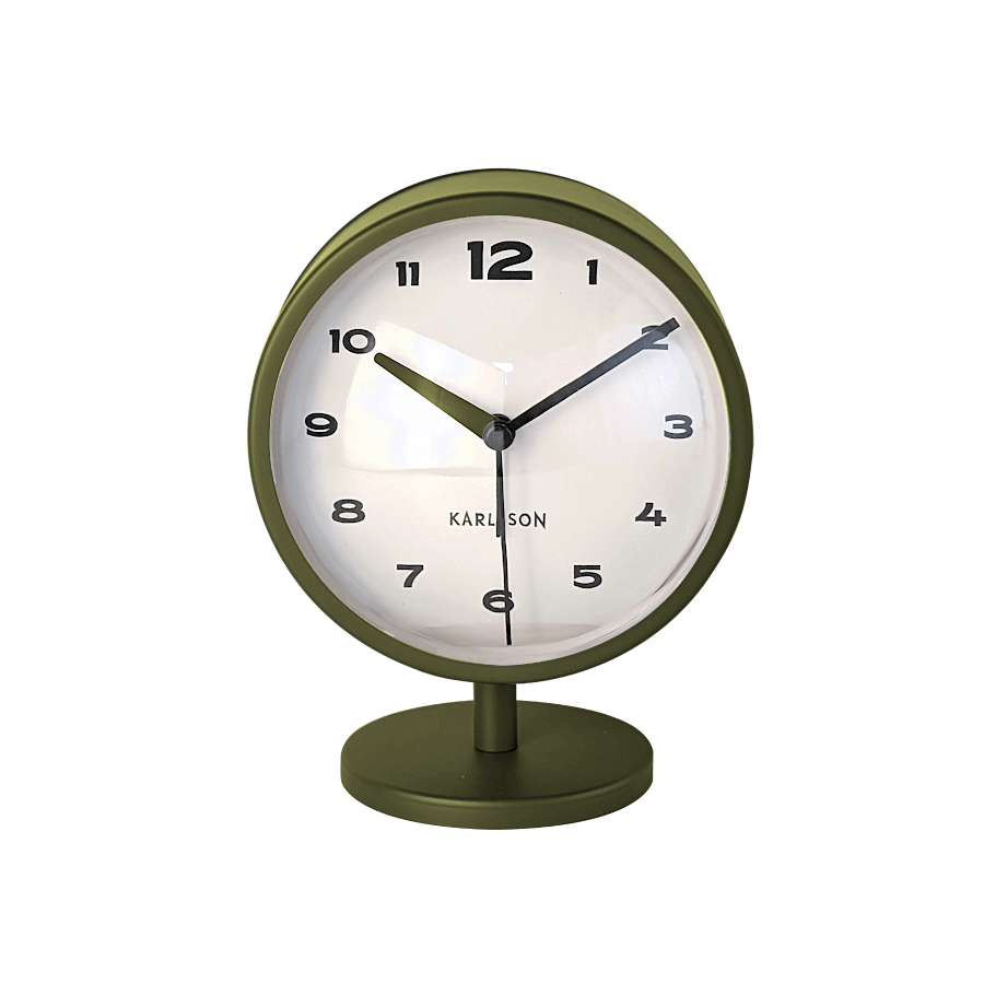 Réveil-matin métal vert olive H14 cm