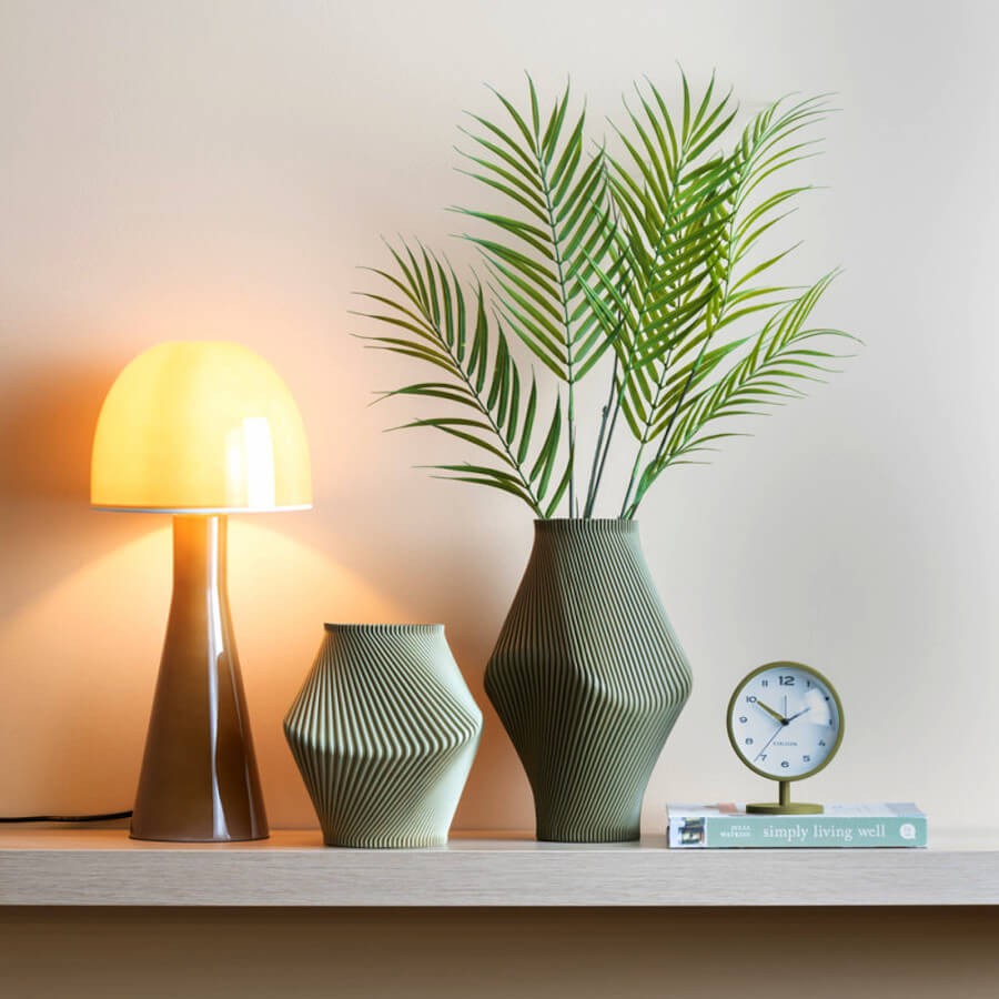 Réveil-matin métal vert olive H14 cm