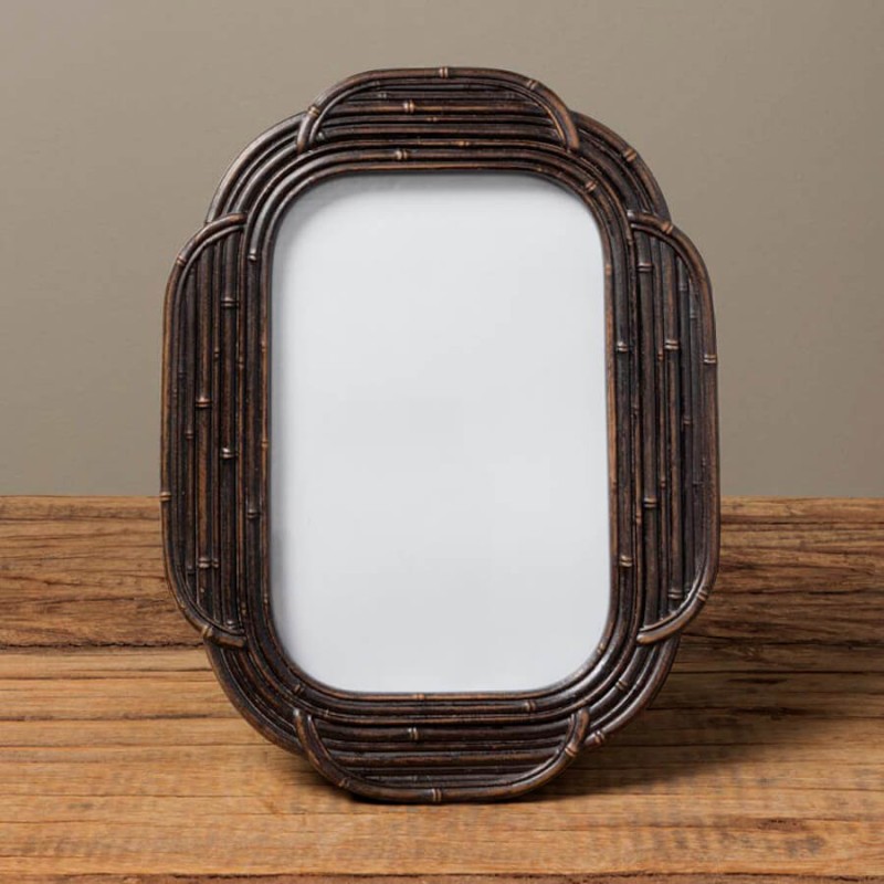 Cadre en résine et verre imitation rotin pour photos 15x10 cm