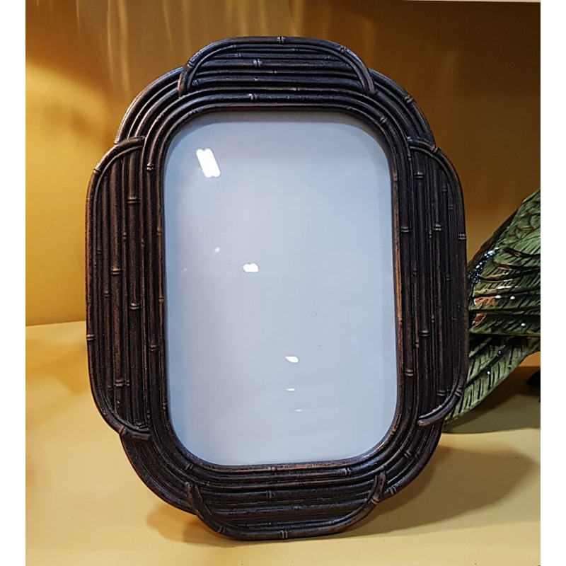 Cadre en résine et verre imitation rotin pour photos 15x10 cm