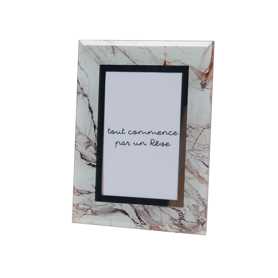 Cadre photo en verre effet marbre pour photos 10x15 cm