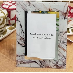 Cadre photo en verre effet marbre pour photos 10x15 cm