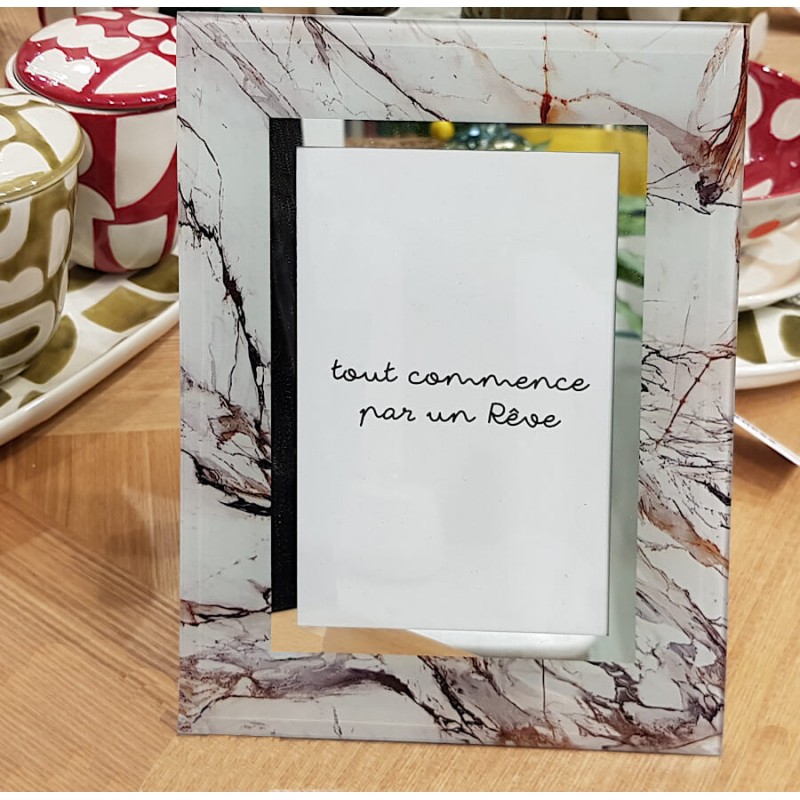 Cadre photo en verre effet marbre pour photos 10x15 cm