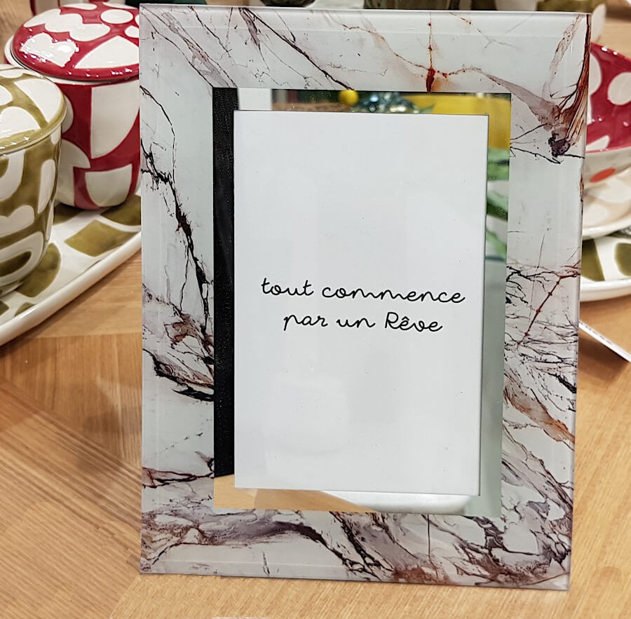 Cadre photo en verre effet marbre pour photos 10x15 cm