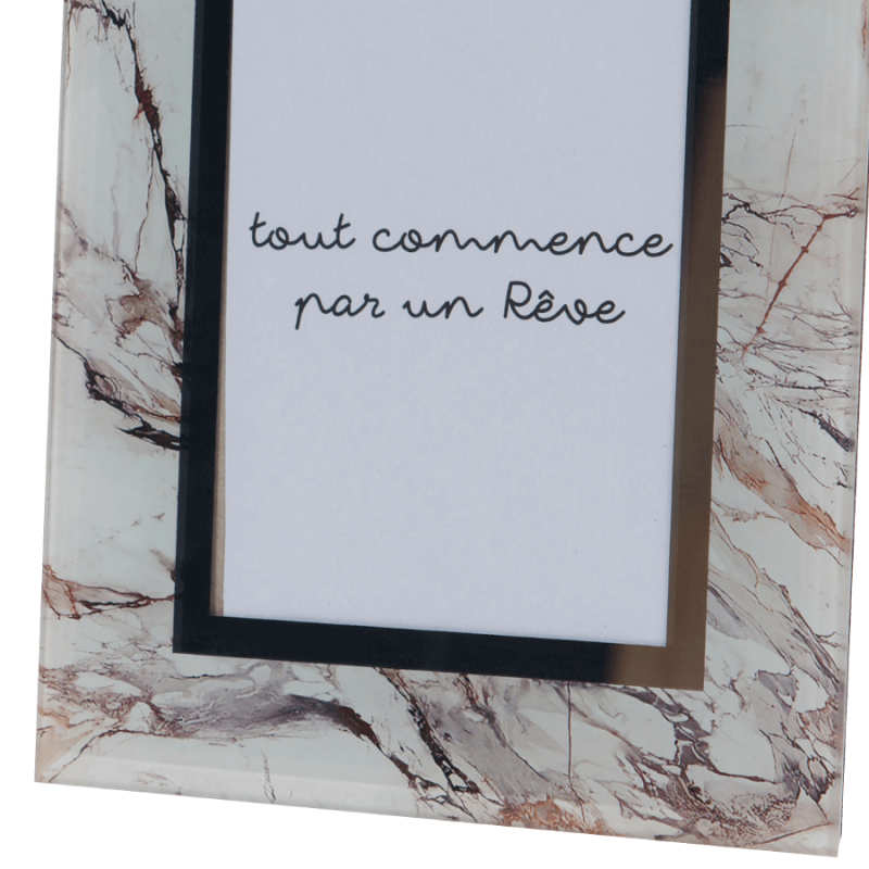 Cadre photo en verre effet marbre pour photos 10x15 cm