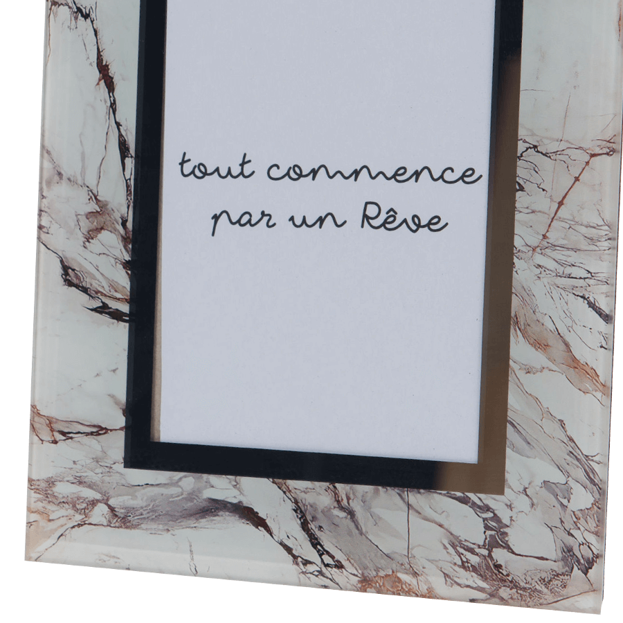 Cadre photo en verre effet marbre pour photos 10x15 cm