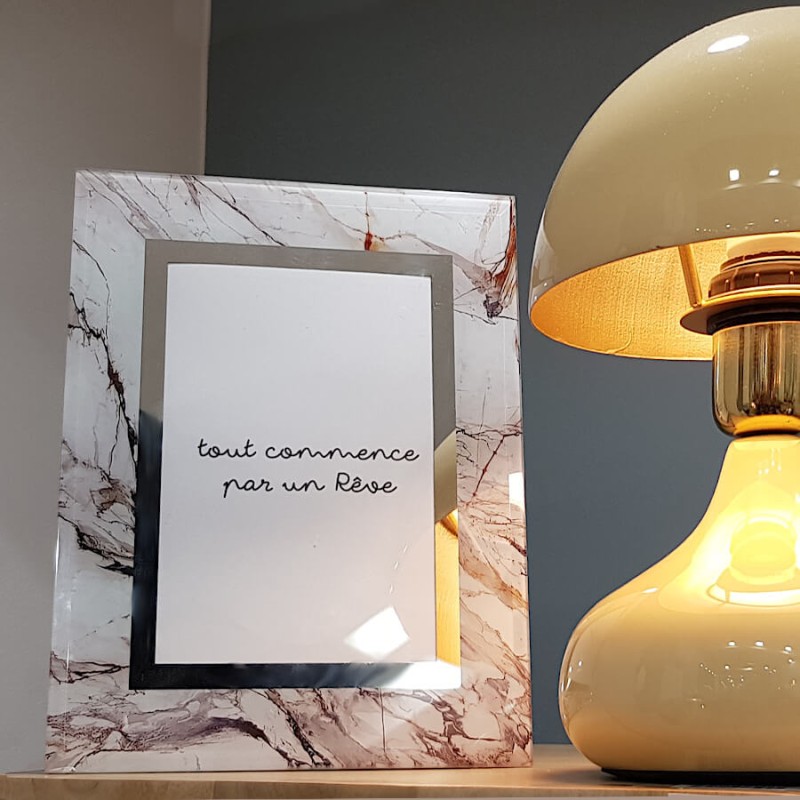 Cadre photo en verre effet marbre pour photos 10x15 cm