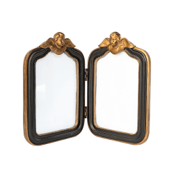 Double porte-photos Anges Baroques en résine noir et or