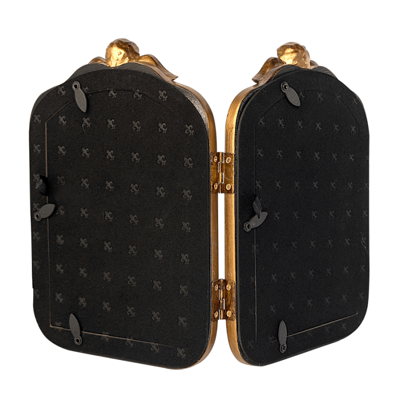 Double porte-photos Anges Baroques en résine noir et or