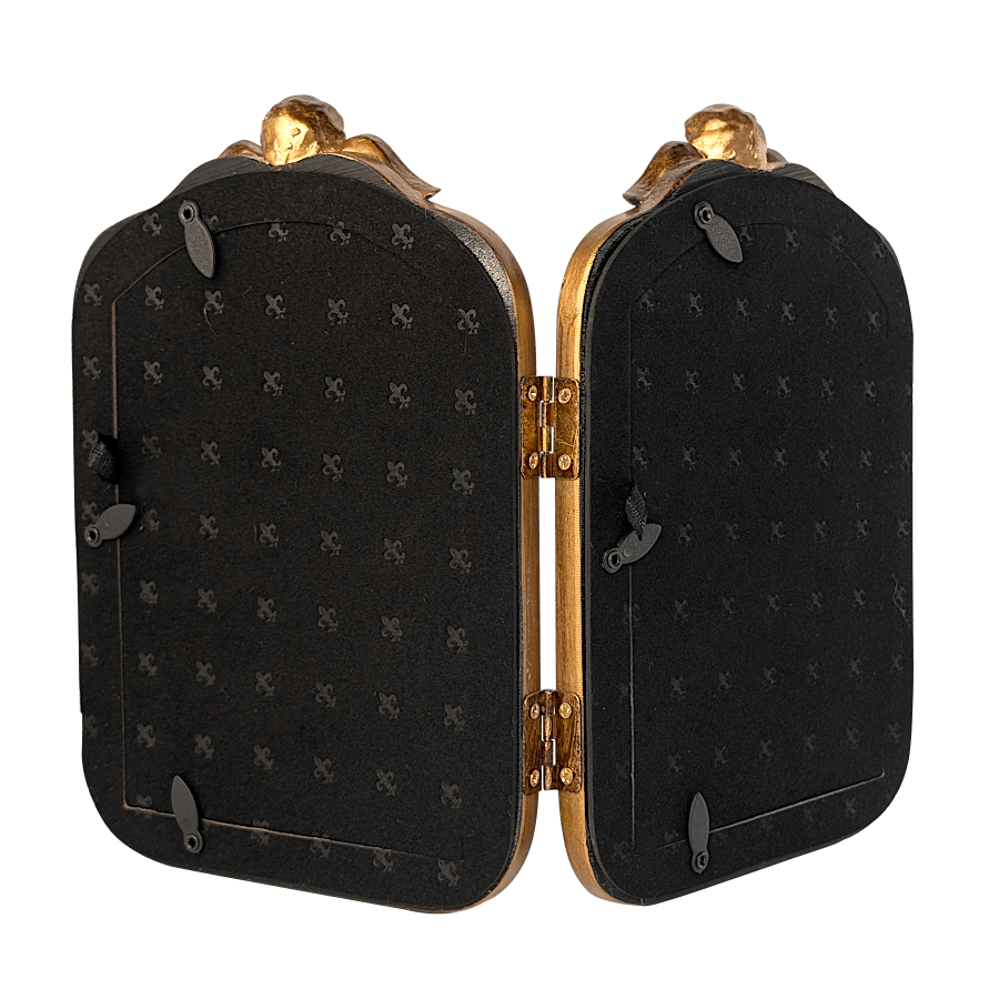 Double porte-photos Anges Baroques en résine noir et or