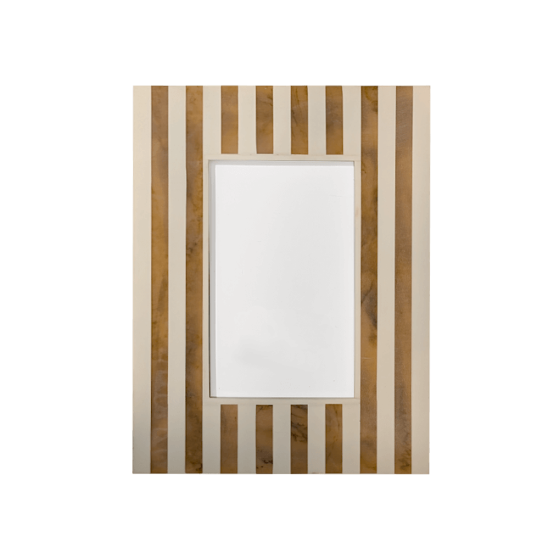 Cadre photo rayé crème et ambré pour photos 10x15 cm