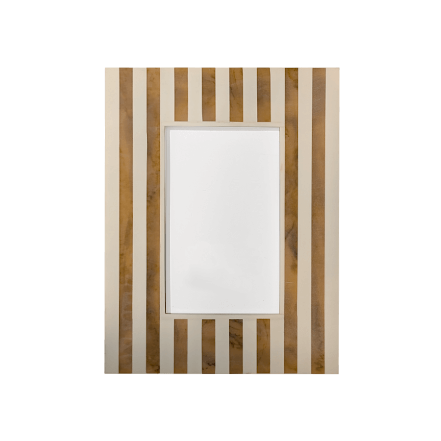 Cadre photo rayé crème et ambré pour photos 10x15 cm