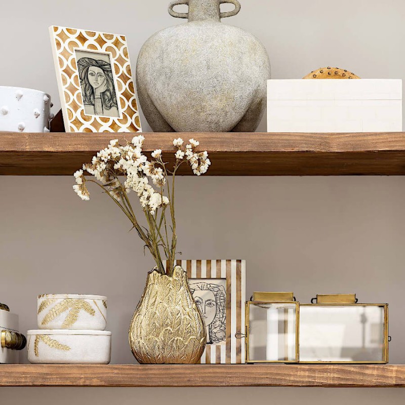 Cadre photo rayé crème et ambré pour photos 10x15 cm