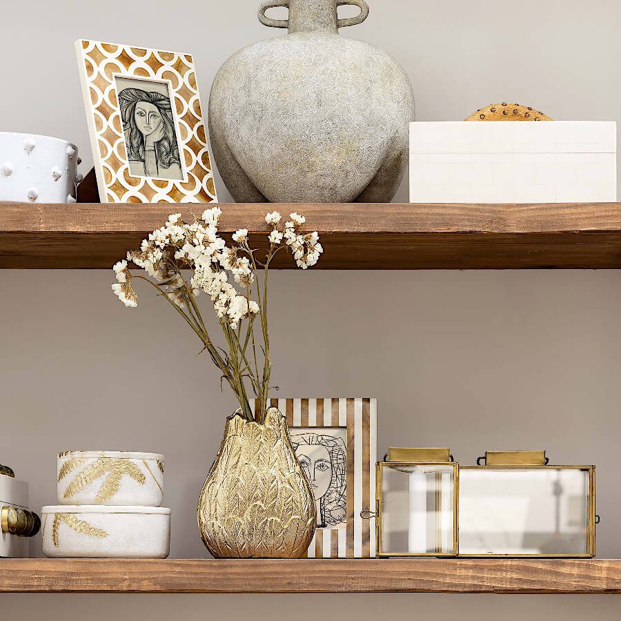 Cadre photo rayé crème et ambré pour photos 10x15 cm