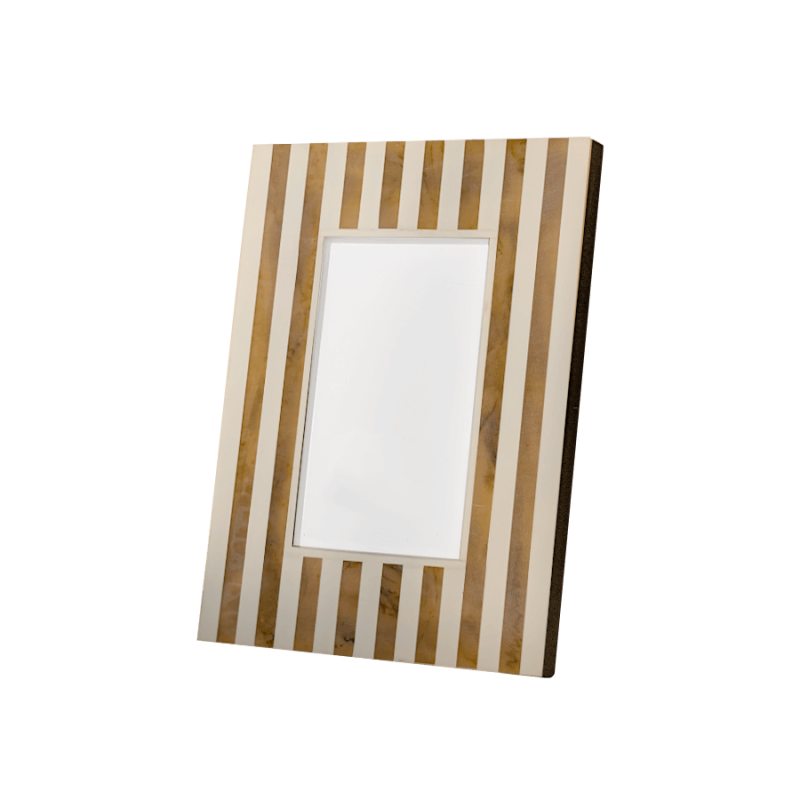 Cadre photo rayé crème et ambré pour photos 10x15 cm