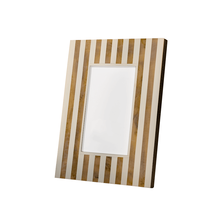 Cadre photo rayé crème et ambré pour photos 10x15 cm