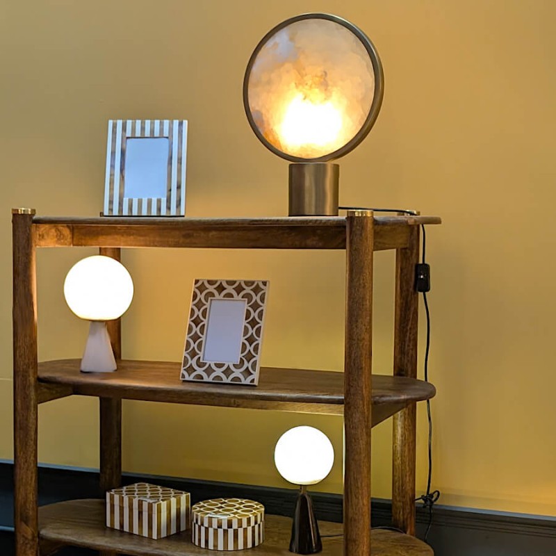 Cadre photo rayé crème et ambré pour photos 10x15 cm