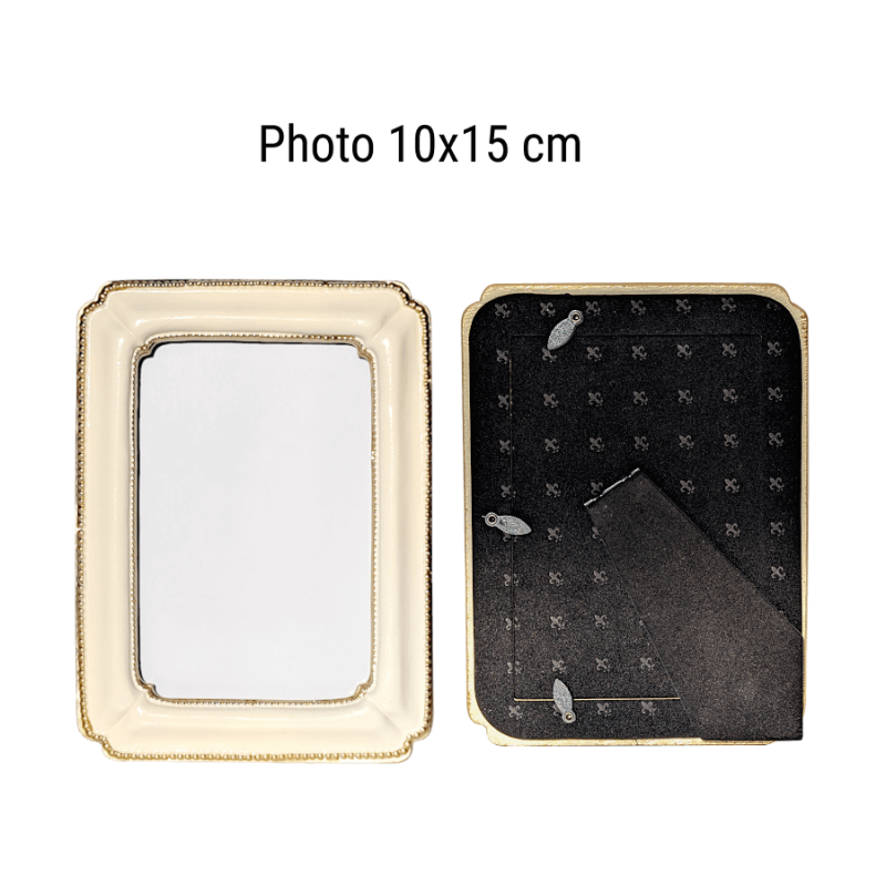 Cadre photo Romantique crème et or pour photos 10x15 cm