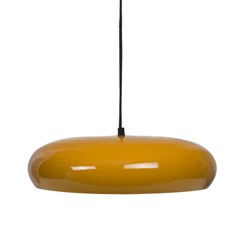Suspension métal Rétro Moderne Jaune Moutarde D38cm | Deco-Delight.com