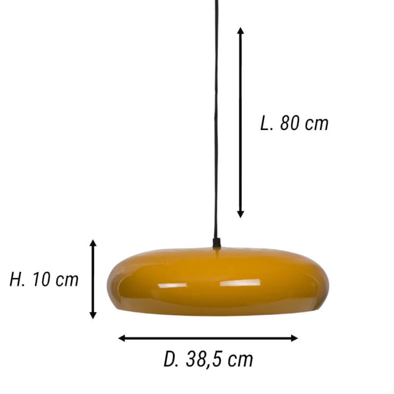 Suspension métal Rétro Moderne Jaune Moutarde D38cm | Deco-Delight.com