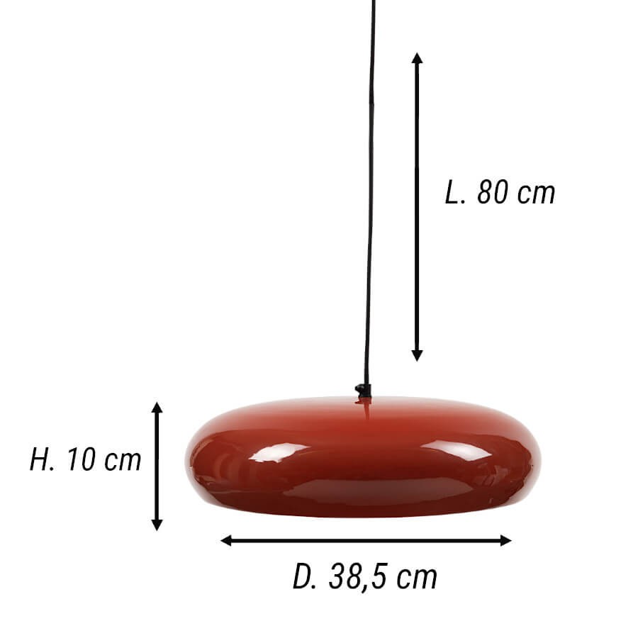 Suspension métal Rétro Moderne Rouge brique D38cm | Deco-Delight.com
