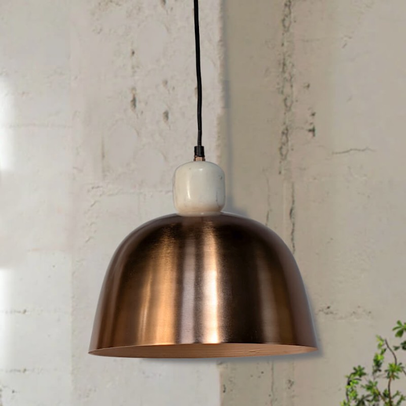 Suspension en métal cuivré et marbre D30 cm | Deco-Delight.com