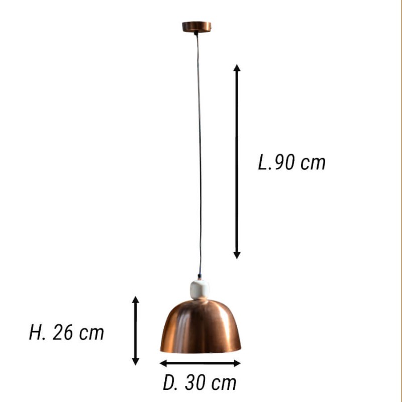 Suspension en métal cuivré et marbre D30 cm | Deco-Delight.com