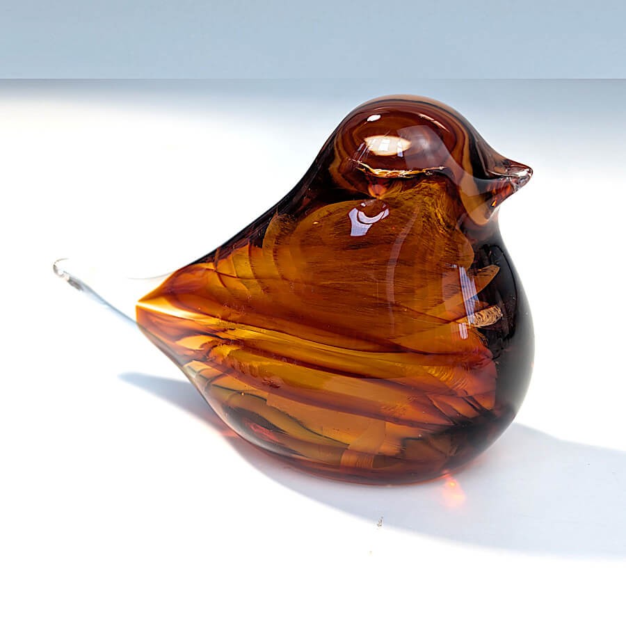 Statuette oiseau en verre ambré - H8 cm | Deco-Delight.com