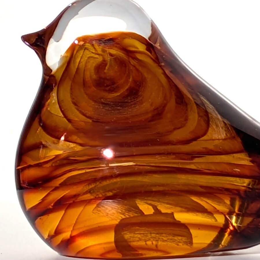 Statuette oiseau en verre ambré - H8 cm | Deco-Delight.com