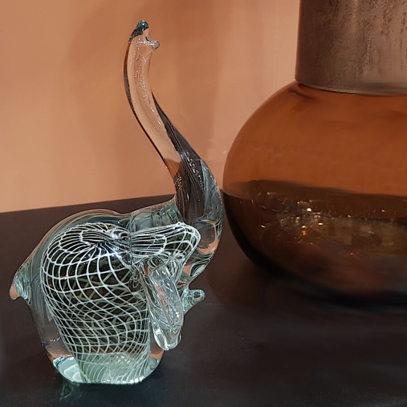 Statuette sulfure Éléphant en verre - 21 cm | Deco-Delight.com