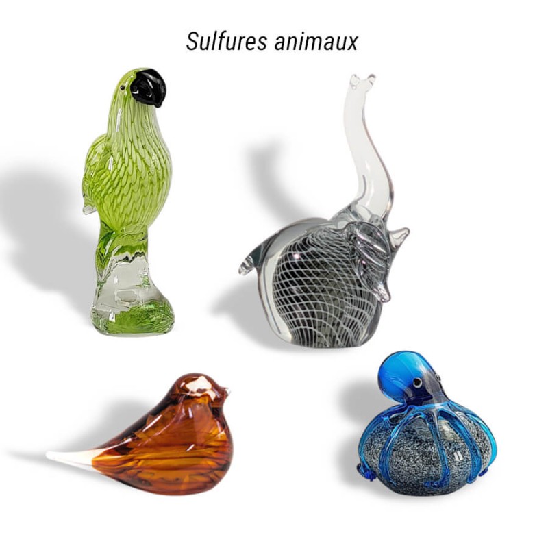 Statuette sulfure Éléphant en verre - 21 cm | Deco-Delight.com