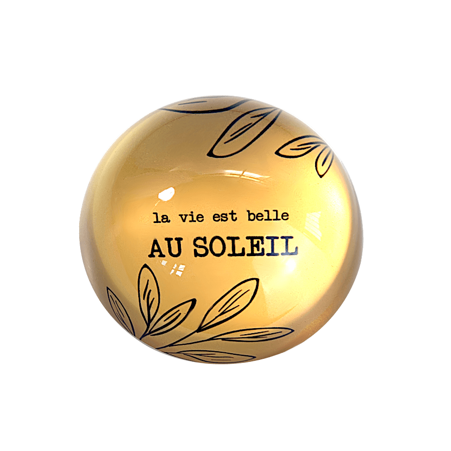 Presse-papier La vie est belle au Soleil D8 cm | Deco-Delight.com