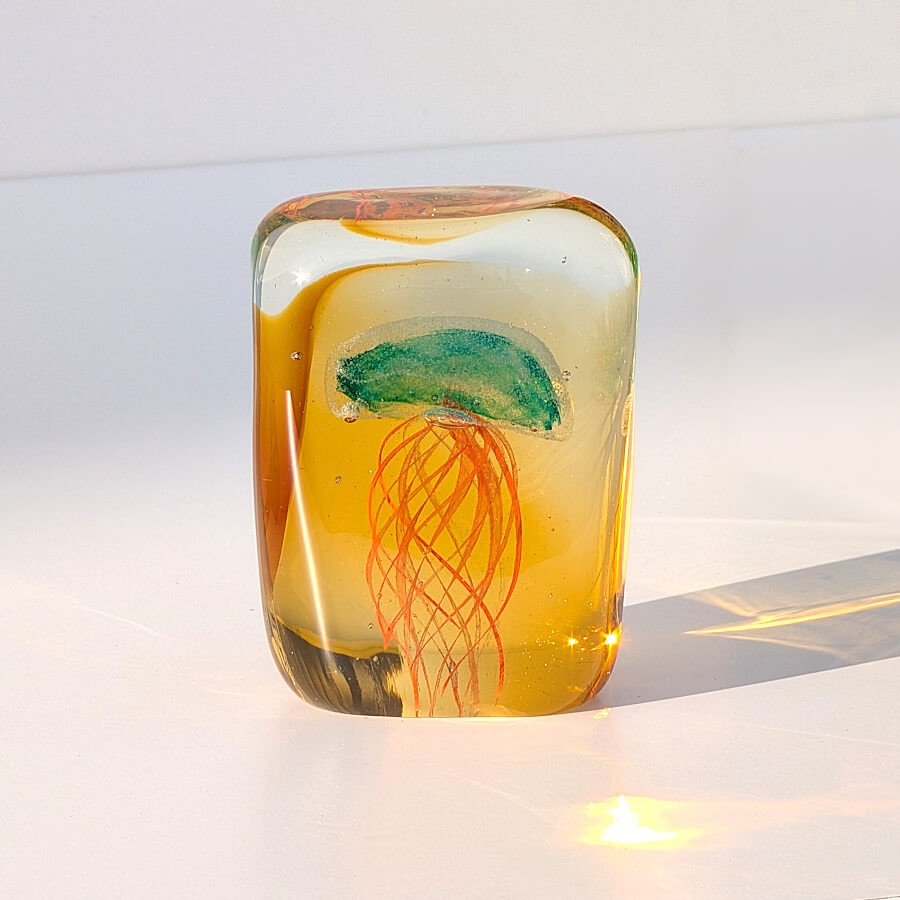 Sulfure presse-papier en verre Méduse Lingot | Deco-Delight.com